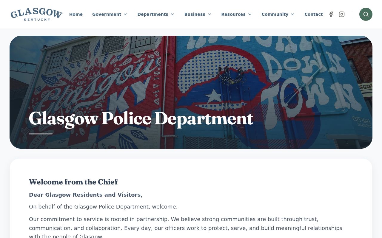 Glasgow Police Department arrest report and record access page